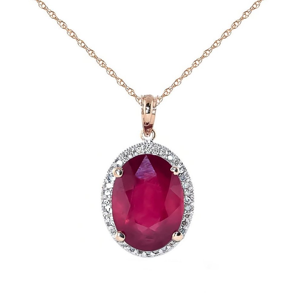 14K. SOLID GOLD NECKLACE WITH DIAMONDS & Ruby